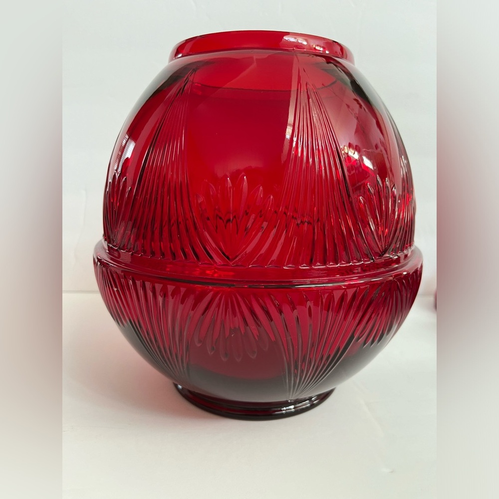LEHMAN BROS. ROYAL RUBY RED PUNCH BOWL WITH 8 CUPS ~ MID CENTURY - Picture 3 of 10